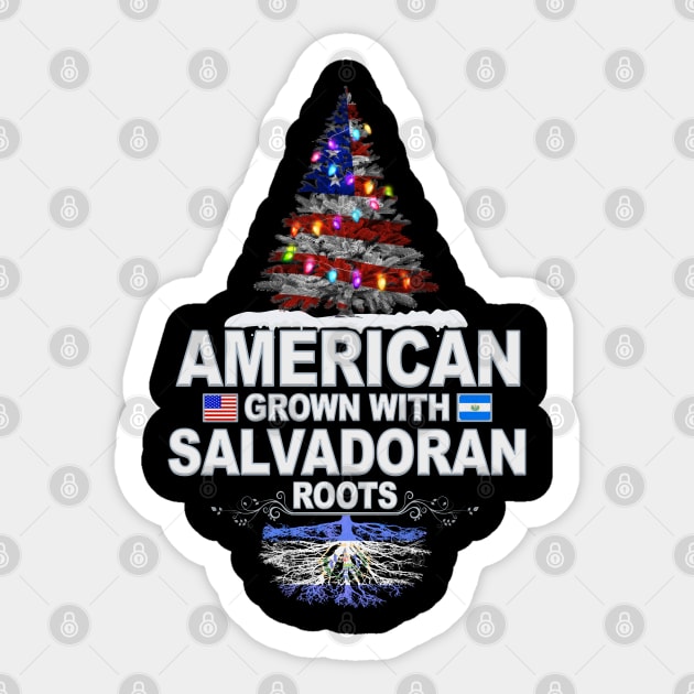 Christmas Tree  American Grown With Salvadoran Roots - Gift for Salvadoran From El Salvador Sticker by Country Flags